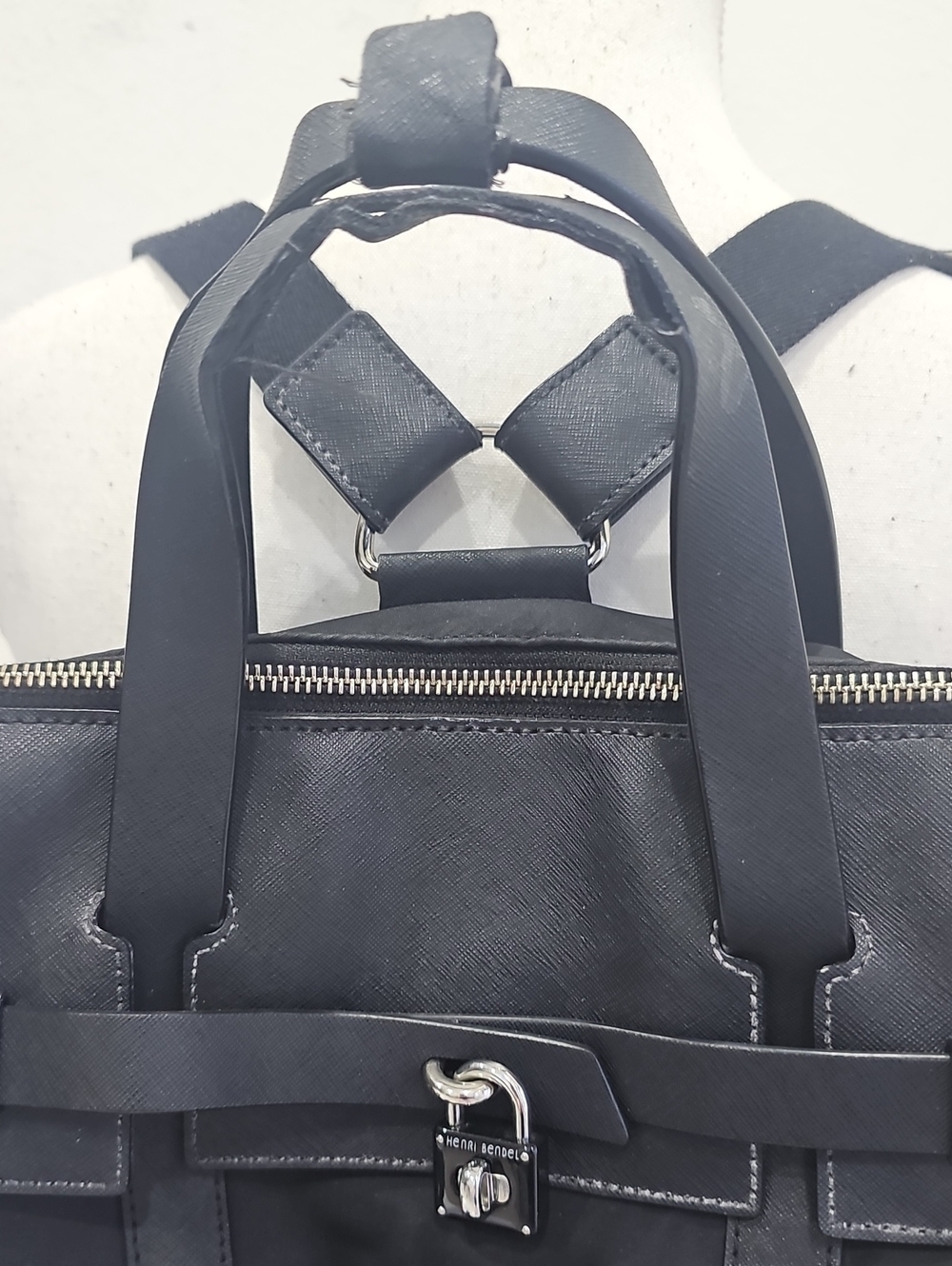 Henri Bendel Jetsetter convertible backpack featuring silver-tone hardware Black - Picture 14 of 16